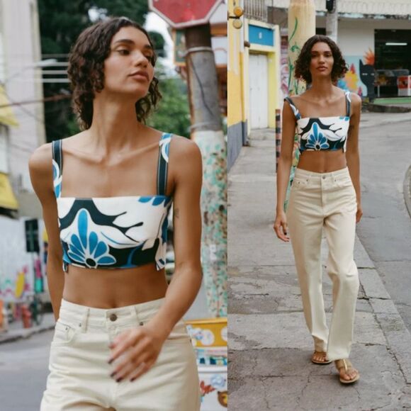 Zara Crop Top Floral Medium Bustier As seen on Heather Gray The Real Housewives - Picture 1 of 7